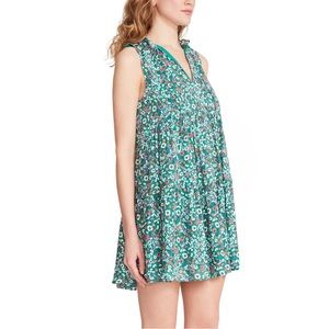 BB Dakota Steve Madden Green Floral Sleeveless V Neck Mini Dress Rayon NWT L